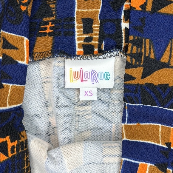 LuLaRoe pencil skirt abstract design blue orange black extra small - Picture 4 of 5